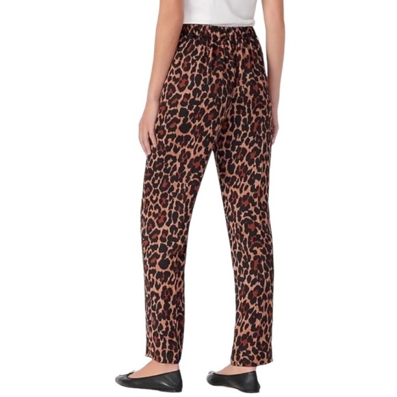 J.Crew Leopard Print Pants Size 4 High Rise Elastic Waist - Picture 2 of 11